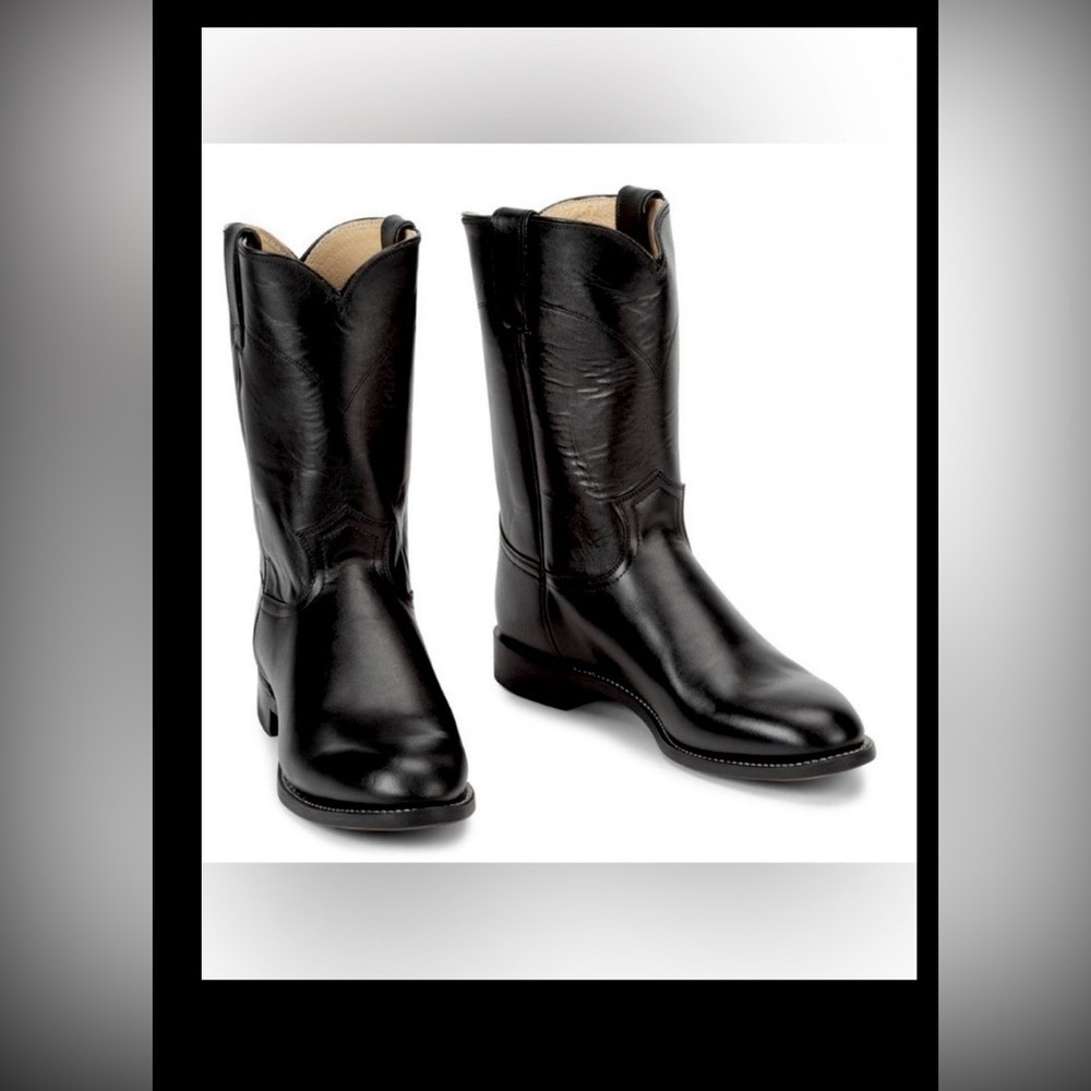 Justin Boots JACKSON 10" ROPER Leather Cowboy Western Boots in Black Size 10 D